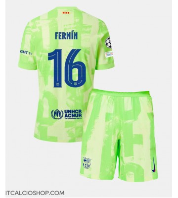 Barcelona Fermin Lopez #16 Terza Maglia Bambino 2024-25 Manica Corta (+ Pantaloni corti)